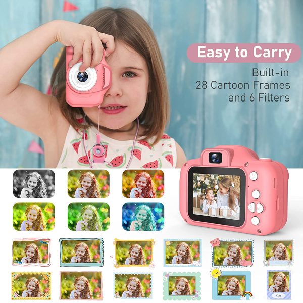 Kids Camera for Girls, 1080P HD Children's Digital Camera Toy, Toddler Selfie Video Camcorder for 3 4 5 6 7 8 9 Years Old with 32GB SD Card for Christmas Birthday Gift -Pink - Image 3