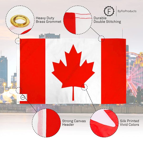 Canada Flag, Canada Flag 3x5, Canadian Flags, Canadian Flag - 100% Polyester Canadian Flag By ByFloProducts - Lightweight, 3'x5', 100% Polyester, Silk Printed, Bright And Vivid Colors, Brass Grommets, Double Stitching, Canadian Pride - Image 7