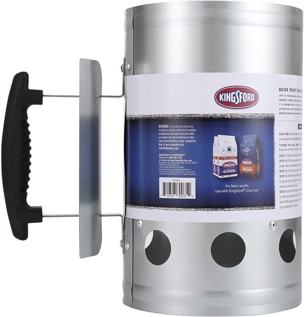 Kingsford BB0466 Deluxe BBQ Chimney Starter for Charcoal Grill, Silver - Image 5