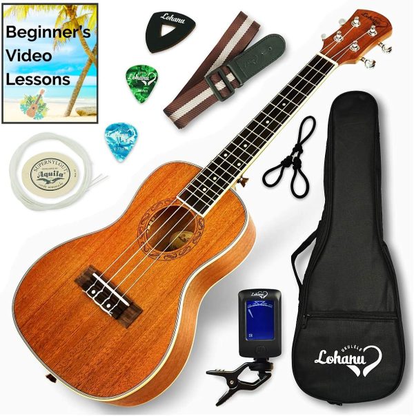 Ukulele Concert Size Bundle From Lohanu (LU-C) 2 Strap Pins Installed FREE Uke Strap Case Tuner 3 Picks Hanger Aquila Strings Installed Free Video Lessons BEST UKULELE BUNDLE DEAL Purchase Today! - Image 6