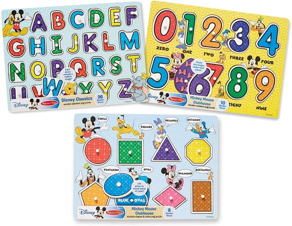 Melissa & Doug Disney Classics Alphabet Wooden Peg Puzzle (Developmental Toys, Sturdy Wooden Construction, 26 Pieces) - Image 3