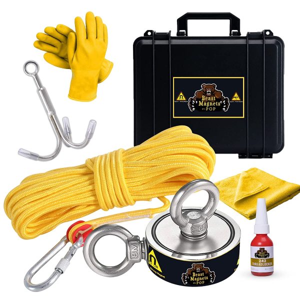 1320LBs Magnet Fishing Kit ?M?A Complete Double Magnet Fishing Kit with Case Includes Strong Neodymium N52 Magnet, Durable 65ft Rope, Carabiner, Gloves, Grappling Hook & Waterproof Case - Image 6