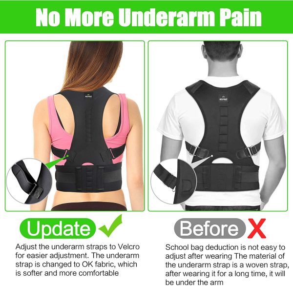 SOMAZ Adjustable Posture Corrector for Men&Women&Kids, Slouching Corrector, Clavicle Support, Back Straightener, Upper and Lumbar Back Brace Support for Rounded Shoulders & Back Pain (L)?M? - Image 5