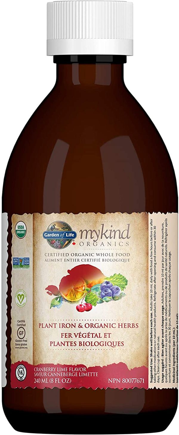 Garden of Life Mykind Organics Plant Iron & Organic Herbs - Cranberry Lime 240 Milliliter Cran Lime