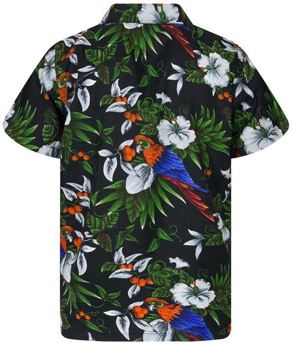 King Kameha Hawaiian Shirt for Men Funky Casual Button Down Very Loud Shortsleeve Unisex Cherry Parrot - Image 5