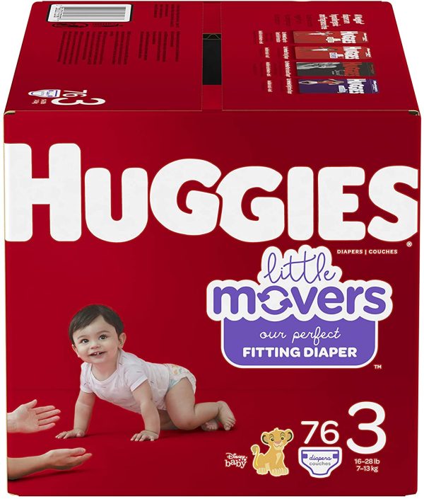 Diapers Size 3 - Huggies Little Movers Disposable Baby Diapers, 76ct, Giga Pack