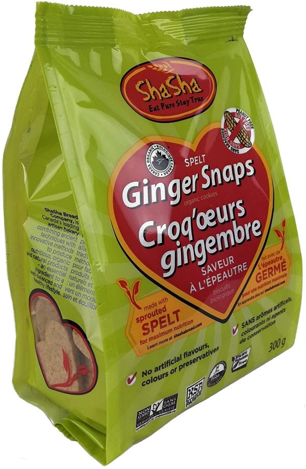 Shasha Co Organic Spelt Ginger Snap Cookie Bags, 300 grams - Image 5