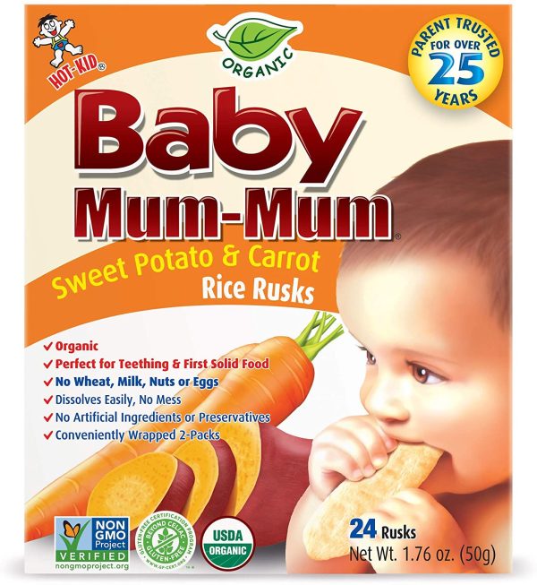 Baby Mum Mum Baby Mum-Mum Organic Rice Rusk Teethers 50g Sweet Potato & Carrot, 50 Grams (Pack of 6) - Image 7