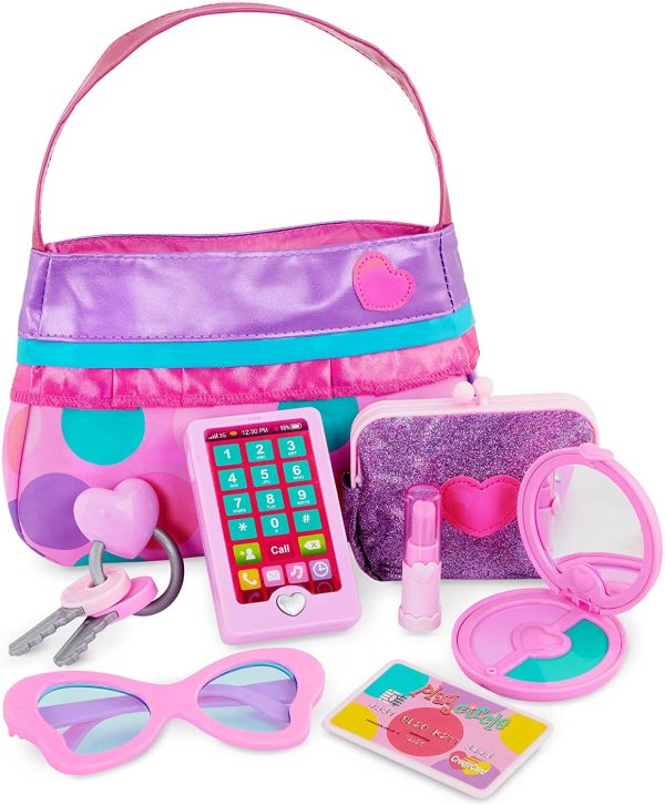 Play Circle by Battat ??Princess Purse Style Set ??Pretend Play Multicolor Handbag and Fashion Accessories ??Toy Makeup, Keys, Lipstick, Credit Card, Phone, and More for Kids Ages 3 and Up (8 Pieces) - Image 8