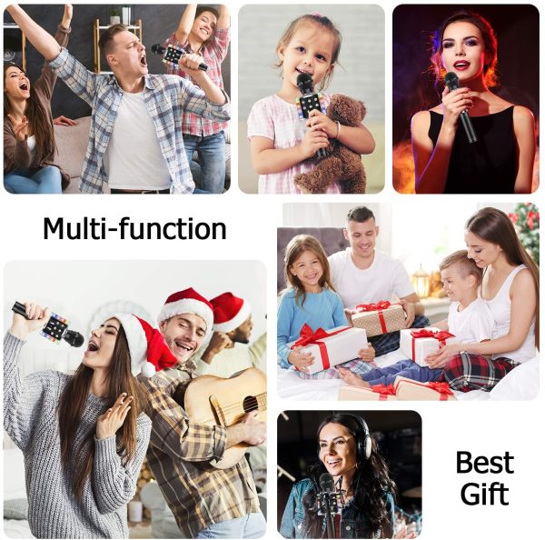 Bluetooth Microphone, Exssary Toys for Boys Girls Age 4 5 6 7 Wireless Microphone for Karaoke Cool Gifts for 3-12 Year Old Boys Girls Kids Voice Changer Mic Black