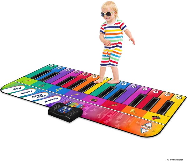 Play22 Colorful Keyboard Playmat 71" - 24 Keys Piano Play Mat - Piano Mat has Record, Playback, Demo, Play, Adjustable Vol. - Best Keyboard Piano Gift for Boys & Girls - Original - Image 6