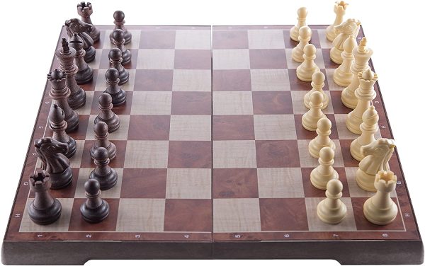 2 in 1 Folding Magnetic Chess and Checkers Game Board. Chess Set Strategy Game Measures 12.5 x 12.5, International Chess Set. Checkers are not Magnetic. - Image 2