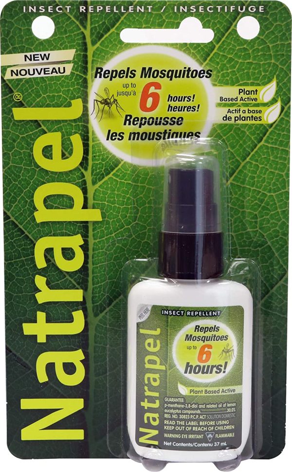 Natrapel 6-Hour Mosquito, Tick and Insect Repellent Pump Spray, DEET-Free Lemon Eucalyptus, Long Lasting Bug Protection, Repel Insects, Best Full Coverage, TSA Approved, Airplane Travel Size, 37mL