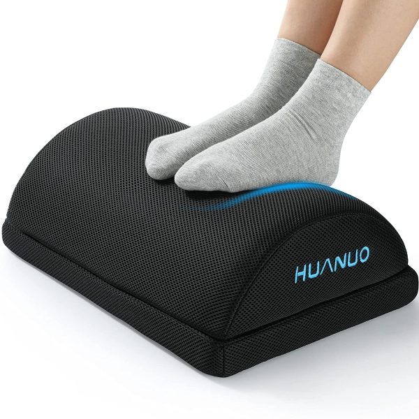 Adjustable Foot Rest - Under Desk Footrest with 2 Optional Covers for Desk, Airplane, Travel, Ergonomic Foot Rest Cushion with Magic Tape and Massaging Micro Beads for Office, Home, Plane by HUANUO - Image 4