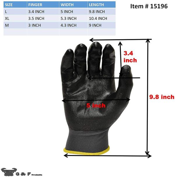 12 PAIRS Men's & Womens Working Gloves with Micro Foam Coating - Garden Gloves Texture Grip - Men's & Women's Work Glove For general purpose, construction, yardwork, Large (1519L-12)