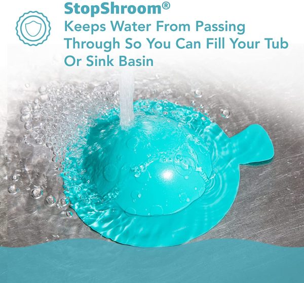 StopShroom STBLU232 Universal Stopper Plug Cover for Bathtub, Bathroom and Kitchen Drains, Aqua - Image 6