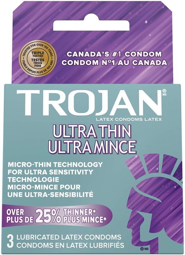 TROJAN Sensitivity Ultra Thin Lubricated Latex Condoms, 3 Count