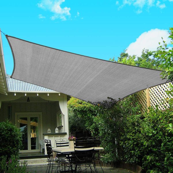 Sun Shade Sail Rectangle , Patio Sunshade Cover Canopy - Durable Fabric Cloth for Outdoor Garden Yard Pond Pergola Sandbox Deck Courtyard (6' x 8' Rectangle, Gray) - Image 4