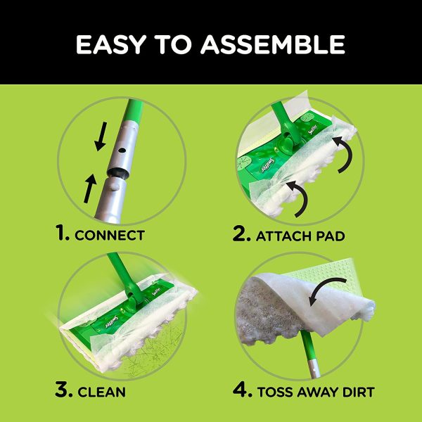 Swiffer Wet & Dry Sweeper Starter Kit, Mops for Floors, Includes 1 Floor Mop, 5 Swiffer Wet Pads 14 Dry Cloth Refills, - Image 7