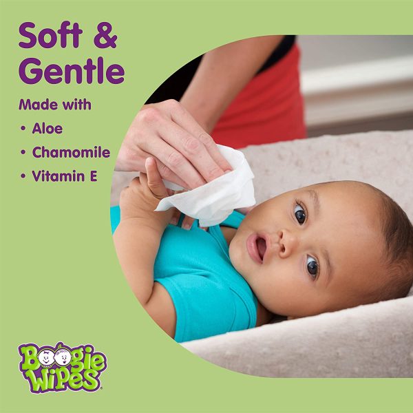 Boogie Wipes Natural Saline Nose Wipes for Kids and Babies, Unscented, 90-Count