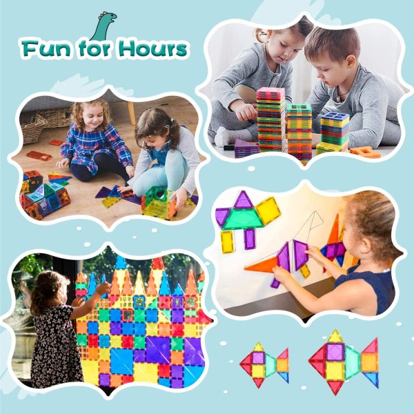 Compatible Magnetic Tiles Building Blocks - 102pcs Advanced Set, STEM Toys for 3+ Year Old Boys and Girls Learning by Playing Montessori Toys Toddler Kids Activities Games Christmas New Year Gifts - Image 2