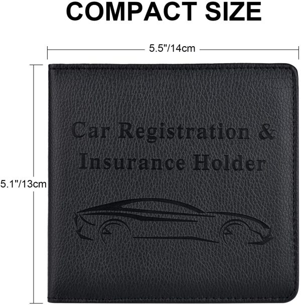 Car Registration and Insurance Holder, Vehicle Glove Box Car Organizer Men Women Wallet Accessories Case for Cards, Essential Document, Driver License by , Black - Image 3