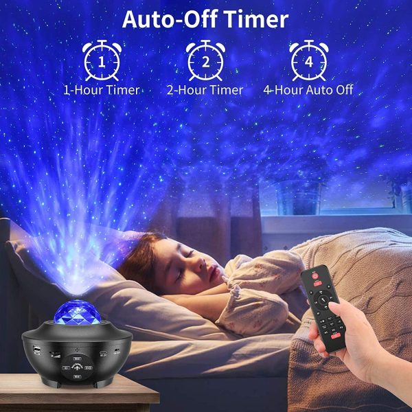 Star Projector, 3 in 1 Galaxy Projector Night Light Projector/LED Starlight Light/ Sky Light with Bluetooth Music Speaker for Baby Kids Bedroom/Game Rooms/Home Theatre/Night Light Ambiance Christmas Gifts(Black) - Image 7