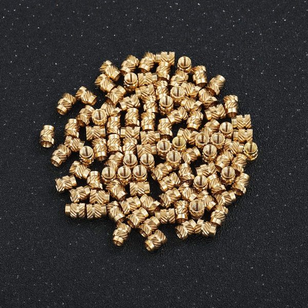 Brass Nuts, M3 Threaded Inserts M3 Thread Brass Knurled Nuts Threaded Heat Set for Printing 3D Printer and More Projects, 100pcs - Image 3