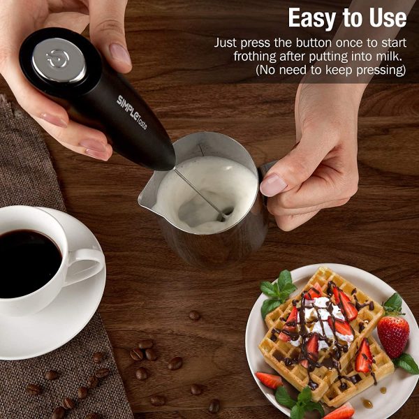 Milk Frother Handheld Battery Operated Electric Foam Maker, Drink Mixer with Stainless Steel Whisk and Stand for Cappuccino, Bulletproof Coffee, Latte - Image 4