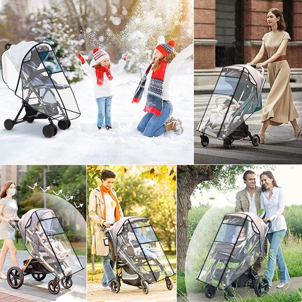 Rain Cover for Stroller Weather Shield Windproof with Insect Net, Waterproof, Dust Shield, Protect from Rain, Snow, Baby Travel Weather Shield by Prettop - Image 5