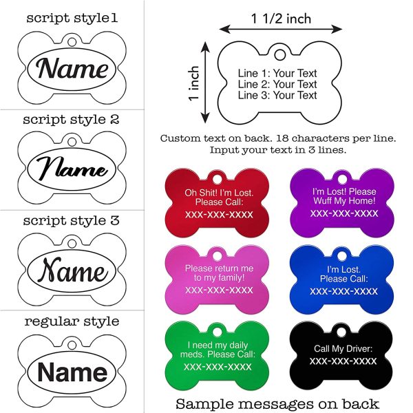 Custom Laser Engraved Dog Tags - Front and Back - Attractive Colours and Fonts - Image 8