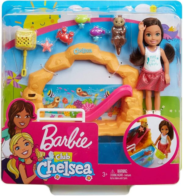 Barbie Club Chelsea Doll and Aquarium Playset, 6-inch Brunette, with Accessories