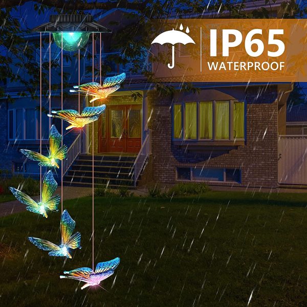 Solar Butterfly Wind Chimes Outdoor Colors Changing Upgraded 7 LED Lights Energy Saving and Waterproof Hanging Shiny Lights for Home Patio Yard Garden Decor Great Gifts Mother Gift - Image 4