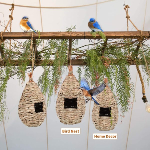 OYISIYI Hummingbird House Set of 2 Hand Woven Hummingbird Houses Nest, Bird Houses for Outdoor Tree Decorations Gardening Gift - Image 2