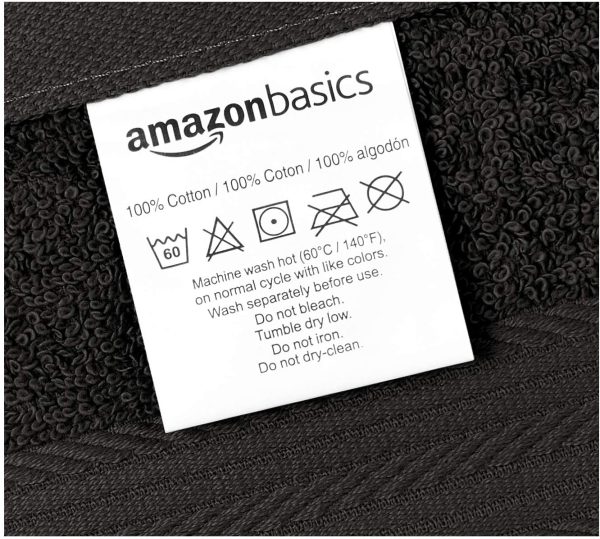 Amazon Basics Fade-Resistant Cotton Washcloth - 12-Pack, Black - Image 7