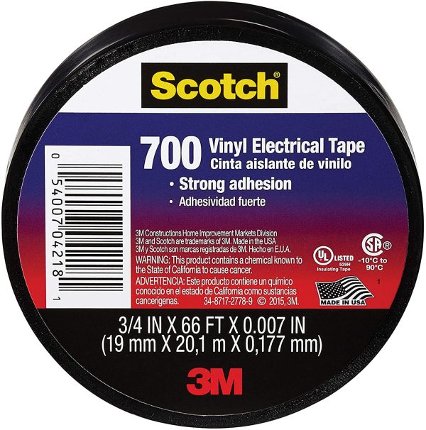 3M Scotch Vinyl Electrical Tape.75-Inch by .007-Inch by 66-Feet