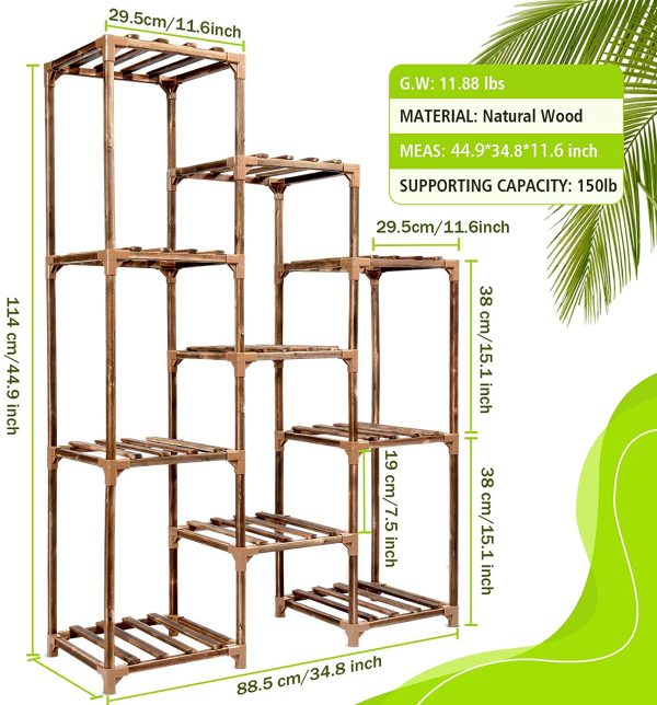 Plant Stand Indoor Outdoor,CFMOUR 10 Tire Tall Large Wood Plant Shelf Multi Tier Flower Stands,Garden Shelves Wooden Plant Display Holder Rack for Living Room Corner Balcony Office Lawn Patio - Image 7