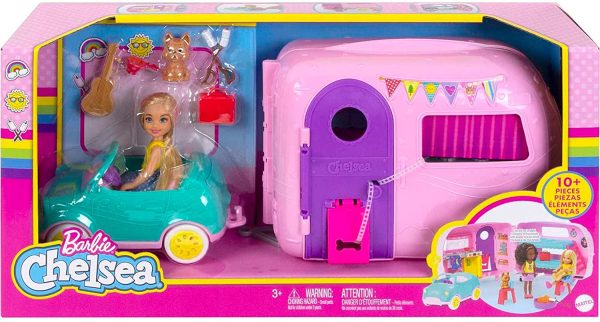 Barbie Club Chelsea Camper Playset with Chelsea Doll, Puppy, Car, Camper, Firepit, Guitar and 10 Accessories, Gift for 3 to 7 Year Olds - Image 2