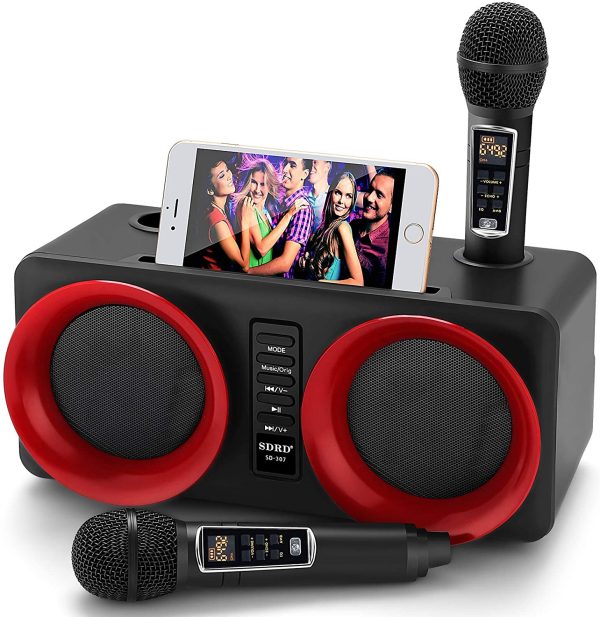 Karaoke Machine, ALPOWL Portable PA Speaker System with 2 Wireless Microphone for Home Party, Meeting, Wedding, Church, Picnic, Outdoor/Indoor [Black] - Image 6