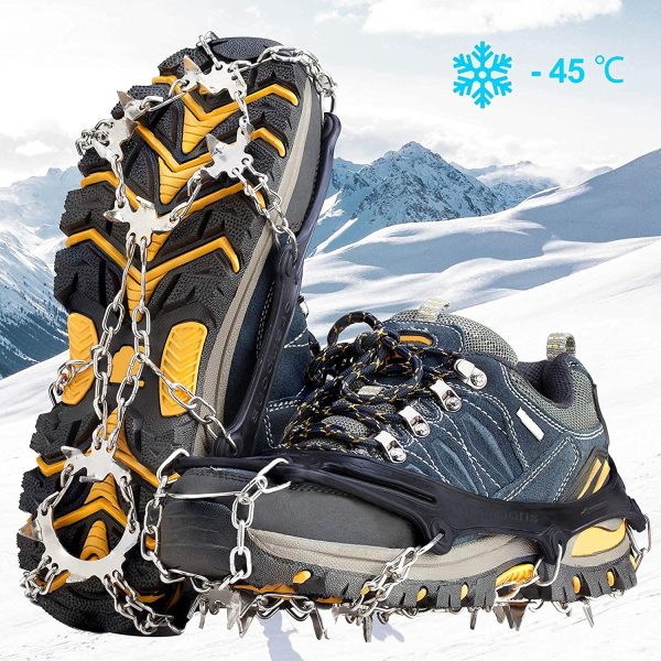 Crampons Ice Cleats Traction Snow Grips for Boots Shoes Women Men Kids Anti Slip 19 Stainless Steel Spikes Safe Protect for Hiking Fishing Walking Climbing Mountaineering - Image 4