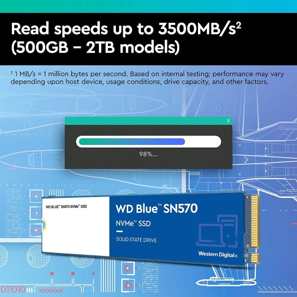 Western Digital 1TB WD Blue SN570 NVMe Internal Solid State Drive SSD - Gen3 x4 PCIe 8GB/s, M.2 2280, Up to 3,500 MB/s - WDS100T3B0C - Image 4