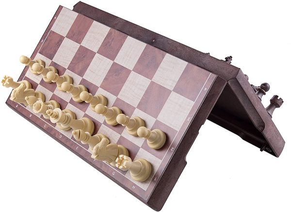 2 in 1 Folding Magnetic Chess and Checkers Game Board. Chess Set Strategy Game Measures 12.5 x 12.5, International Chess Set. Checkers are not Magnetic. - Image 4