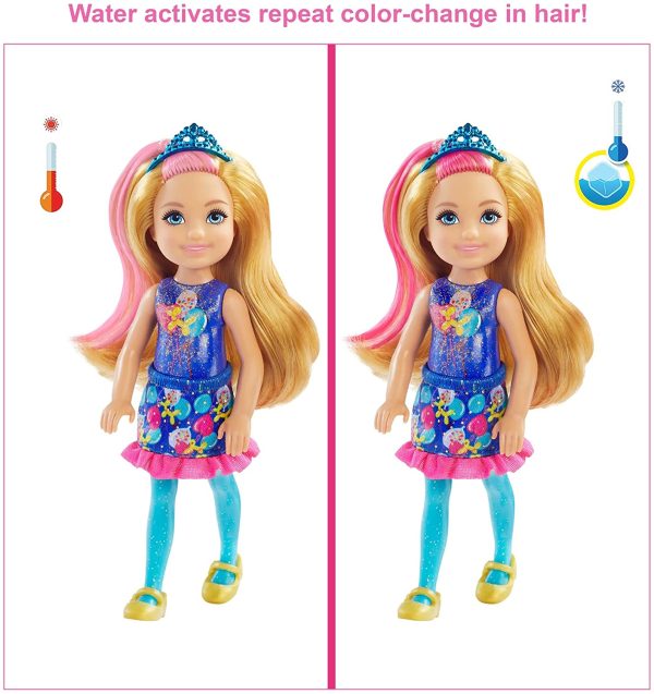 Barbie Chelsea Color Reveal Doll with 6 Surprises: 4 Bags Contain Skirt or Pants, Shoes, Tiara & Balloon Accessory; Water Reveals Confetti-Print Doll’s Look & Color Change on Hair; 3 Year Olds & Up - Image 9