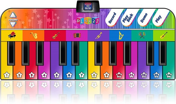 Play22 Colorful Keyboard Playmat 71" - 24 Keys Piano Play Mat - Piano Mat has Record, Playback, Demo, Play, Adjustable Vol. - Best Keyboard Piano Gift for Boys & Girls - Original - Image 3