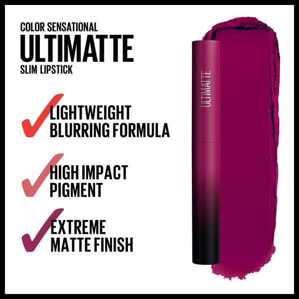 Maybelline New York Color Sensational Ultimatte Slim Lipstick, More Berry, 1.7 gram - Image 8