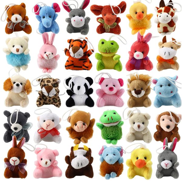 Piece Mini Plush Animal Toy Set, Cute Small Animals Plush Keychain Decoration for Themed Parties, Kindergarten Gift Giveaway, Teacher Student Award, Goody Bags Filler for Boys Girls Child Kid