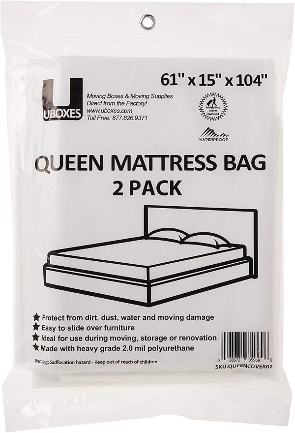 Queen Mattress Bag 61x15x104, 2 Mil, 2 Pack, Protector Box Spring Bed - Image 4