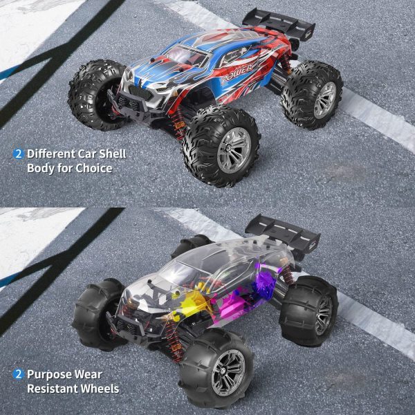 Hosim 1:16 Brushless 55+ kmh High Speed Large RC Cars,Remote Control Car 4x4 Off Road Monster Truck Electric All Terrain Waterproof Toys Hobby Vehicle for Kids and Adults - 2 Batteries for 40+ Min Play - Image 2