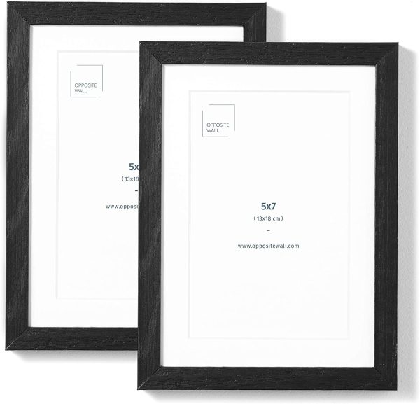 Set of 2, (5x7 in | 13x18 cm) Black Solid Oak Wood Picture Frame Matted Poster Frame Wall and Tabletop Photo Frame - Image 7