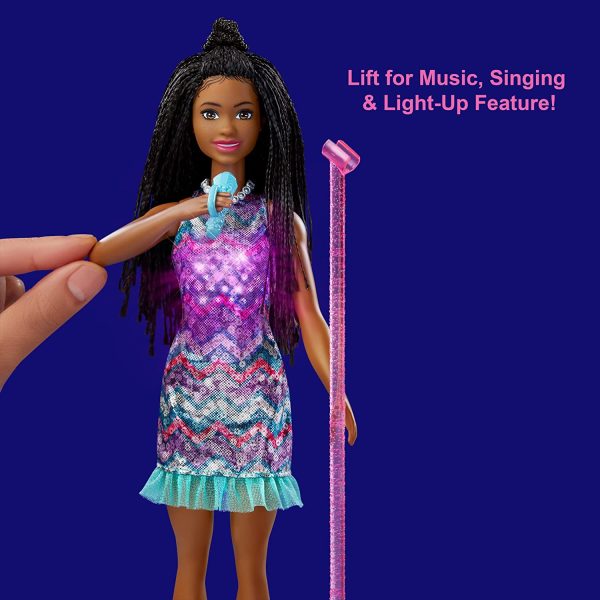 Barbie: Big City, Big Dreams Barbie ?M?Prooklyn?M?Roberts Doll (11.5-in Brunette with Braids) with Music, Light-Up Feature, Microphone & Accessories, Gift for 3 to 7 Year Olds - Image 3